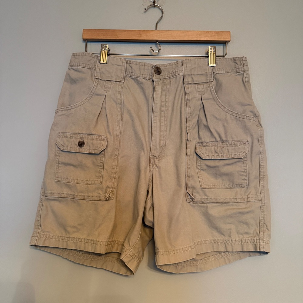RedHead Brand Co Men Tan Cotton Canvas Cargo Shorts Size 38 Khaki Utility Hiking